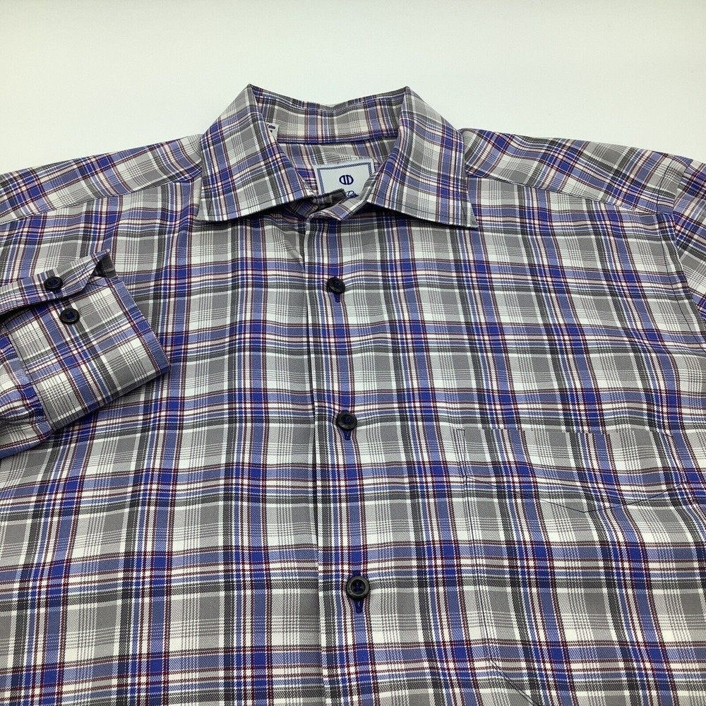 David Donahue Mens Long Sleeve Button Up Shirt Plaid Size Medium
